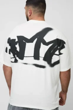 Plus Oversized Homme Graffiti Print Large Scale T-Shirt