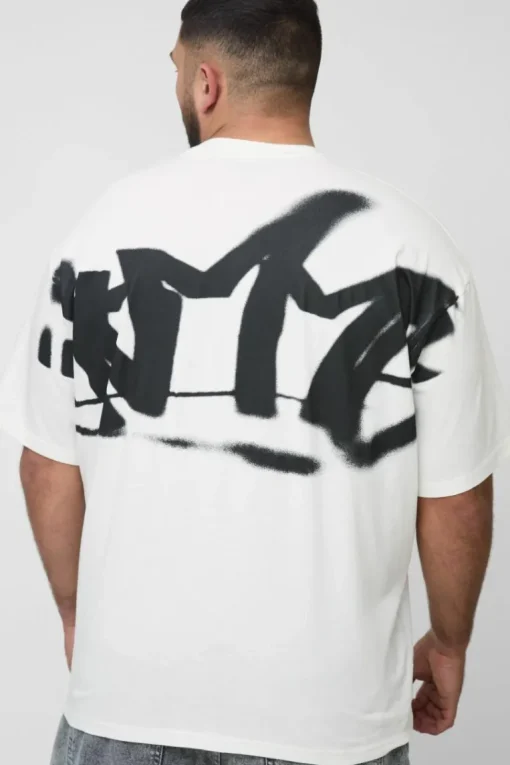 Plus Oversized Homme Graffiti Print Large Scale T-Shirt
