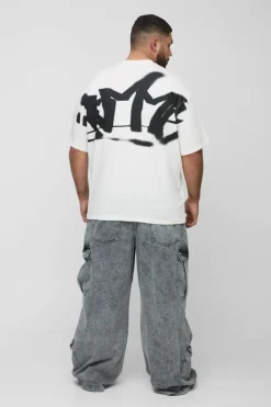 Plus Oversized Homme Graffiti Print Large Scale T-Shirt