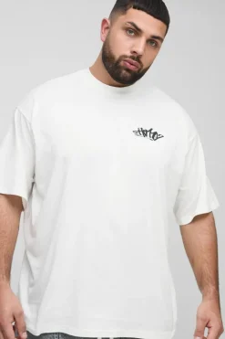 Plus Oversized Homme Graffiti Print Large Scale T-Shirt