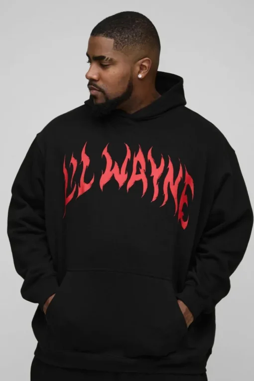 Plus Oversized Lil Wayne License Print Hoodie