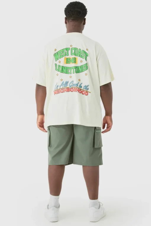 Plus Oversized Looney Tunes License T-shirt Ecru