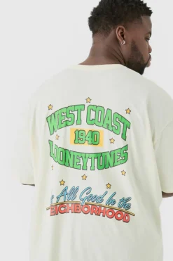 Plus Oversized Looney Tunes License T-shirt Ecru