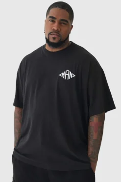 Plus Oversized Man Diamond Embroidered T-shirt In Black