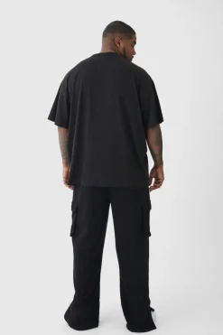 Plus Oversized Man Diamond Embroidered T-shirt In Black