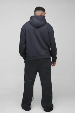 Plus Oversized Man Paint Splatter Hooded Relaxed Flare Tracksuit