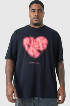 Plus Oversized Marble Heart Graphic T-shirt