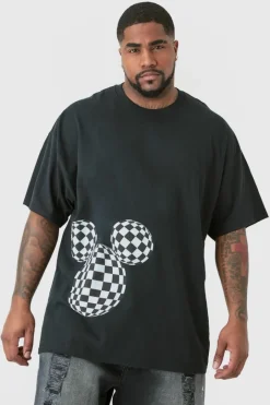 Plus Oversized Mickey Mouse License T-shirt in Black