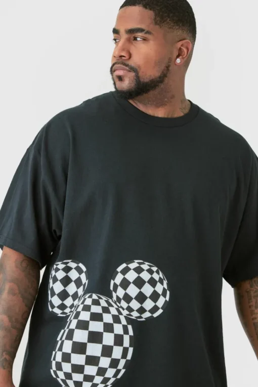 Plus Oversized Mickey Mouse License T-shirt in Black