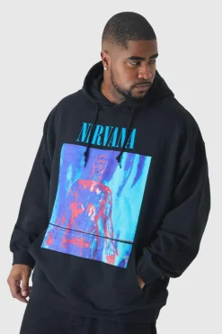 Plus Oversized Nirvana License Print Hoodie