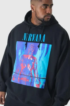 Plus Oversized Nirvana License Print Hoodie