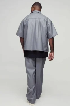 Plus Oversized PU Pocket Detail Shirt