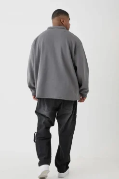 Plus Oversized Revere Rugby Sweatshirt Polo
