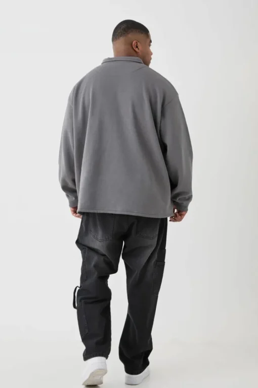 Plus Oversized Revere Rugby Sweatshirt Polo