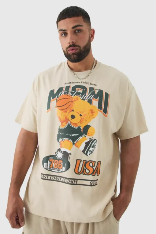 Plus Oversized Varsity Teddy Graphic T-shirt
