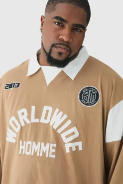 Plus Oversized Worldwide Applique Rugby Polo