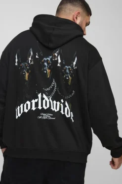 Plus Oversized Worldwide Graphic Hoodie