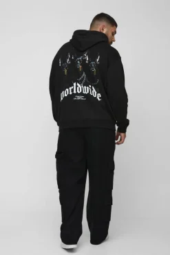 Plus Oversized Worldwide Graphic Hoodie