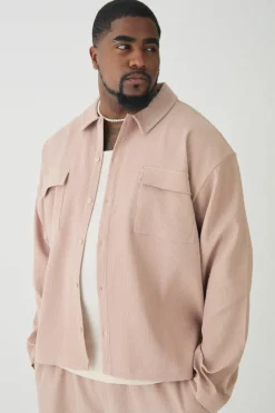 Plus Pleated Cargo Overshirt