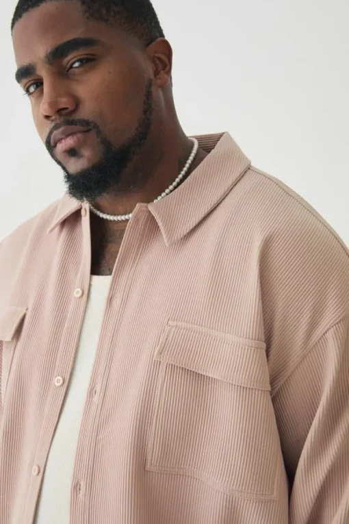 Plus Pleated Cargo Overshirt