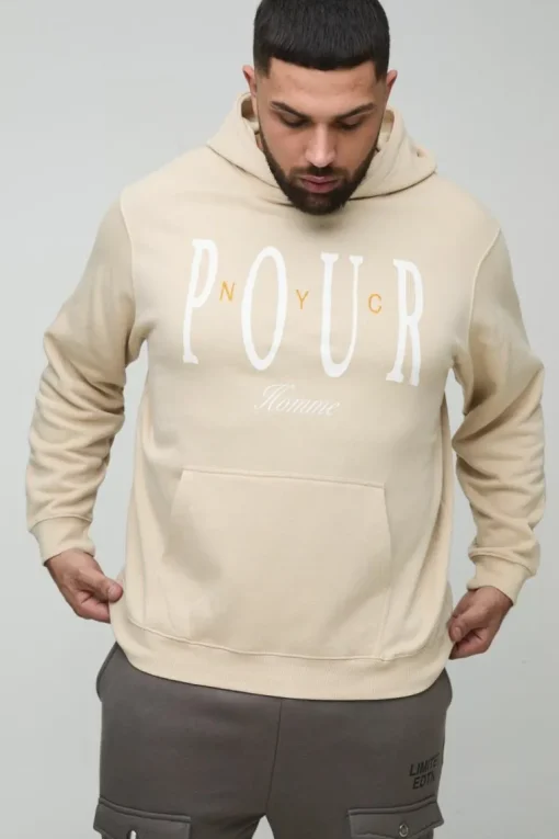 Plus Pour Homme Embroidered Hoodie