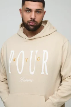 Plus Pour Homme Embroidered Hoodie