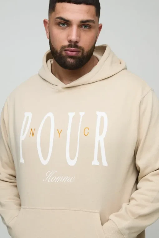 Plus Pour Homme Embroidered Hoodie