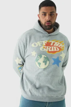 Plus Puff Print Off The Grid Overdyed Hoodie
