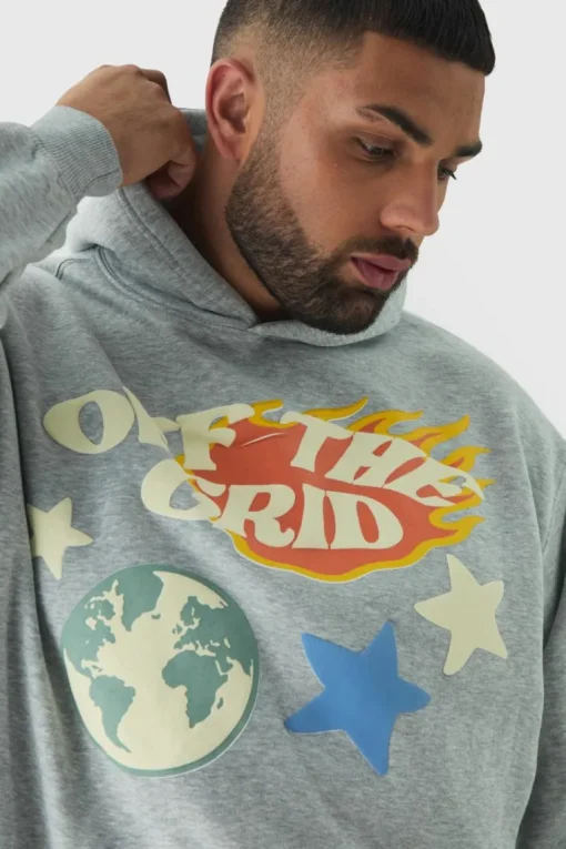 Plus Puff Print Off The Grid Overdyed Hoodie