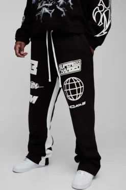 Plus Puff Print Slim Flare Stacked Gusset Jogger