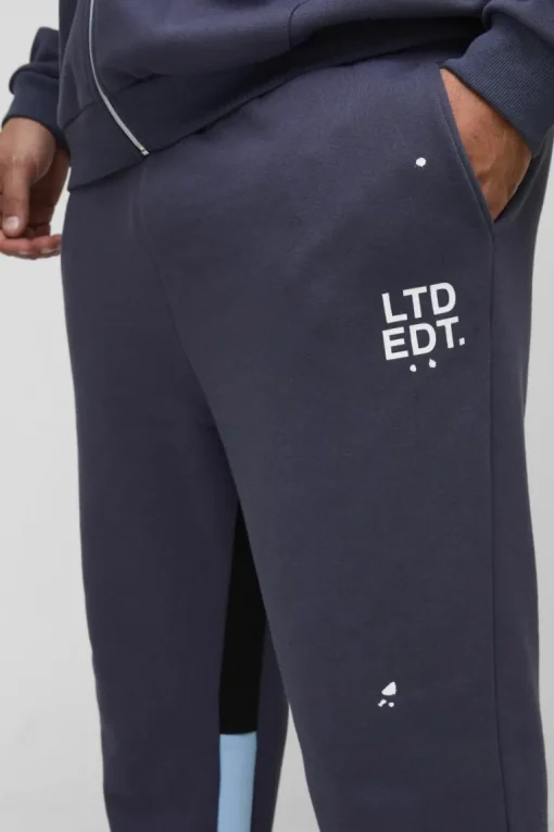 Plus Regular Fit Ltd Edt Paint Splatter Gusset Jogger
