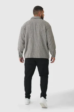 Plus Regular Fit Micro Dogtooth Brushed Shirt