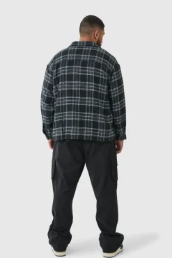 Plus Regular Fit Mono Brushed Checked Shirt
