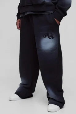 Plus Relaxed Distressed Applique Spray Wash Jogger