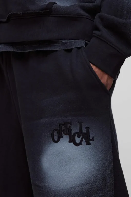 Plus Relaxed Distressed Applique Spray Wash Jogger
