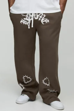 Plus Relaxed Double Waistband Heart Print Jogger