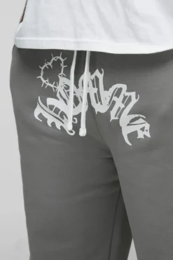 Plus Relaxed Double Waistband Heart Print Jogger