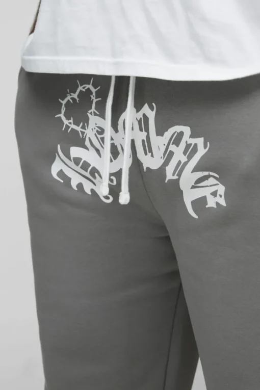 Plus Relaxed Double Waistband Heart Print Jogger