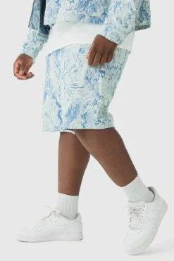 Plus Relaxed Fit Fabric Interest Denim Shorts