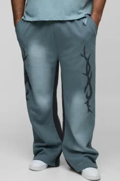 Plus Relaxed Fit Flare Spray Wash Graphic Jogger
