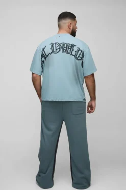 Plus Relaxed Fit Flare Spray Wash Graphic Jogger