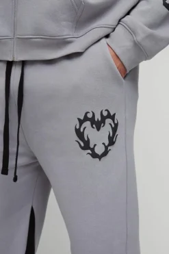 Plus Relaxed Flare Cold Hearted Puff Print Gusset Jogger