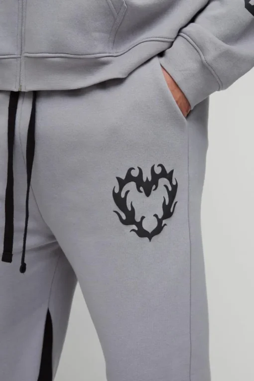 Plus Relaxed Flare Cold Hearted Puff Print Gusset Jogger