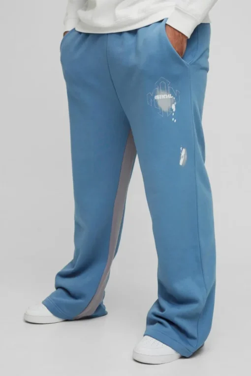Plus Relaxed Man Paint Splatter Flare Jogger
