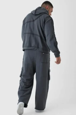 Plus Relaxed Wide Leg Eyelet Detail Cargo Jogger