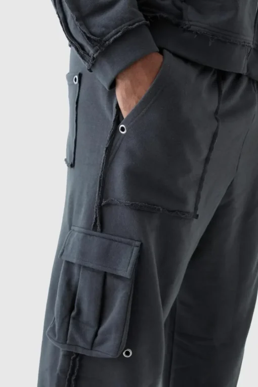 Plus Relaxed Wide Leg Eyelet Detail Cargo Jogger