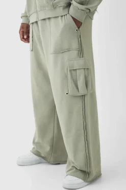 Plus Relaxed Wide Leg Eyelet Detail Cargo Jogger