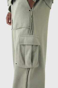 Plus Relaxed Wide Leg Eyelet Detail Cargo Jogger