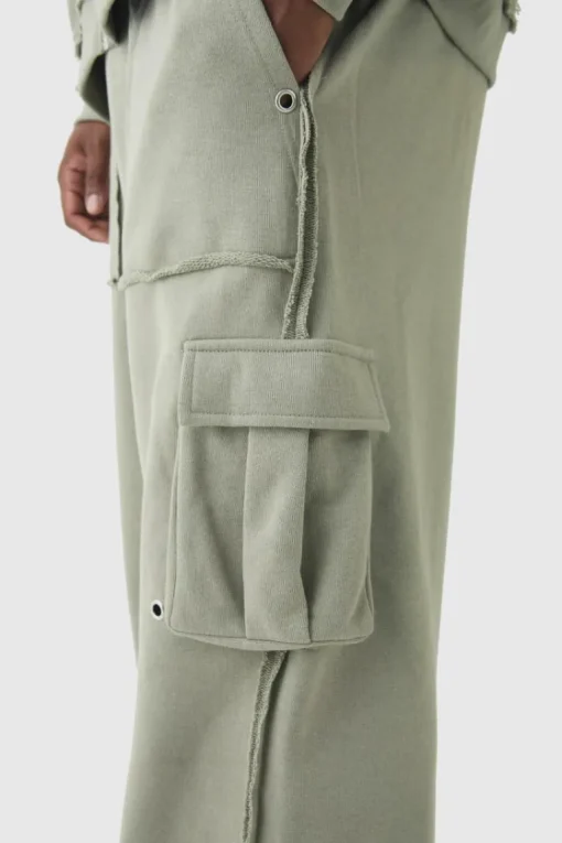Plus Relaxed Wide Leg Eyelet Detail Cargo Jogger