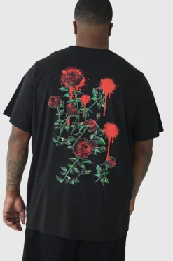 Plus Rose Floral Back Print T-shirt